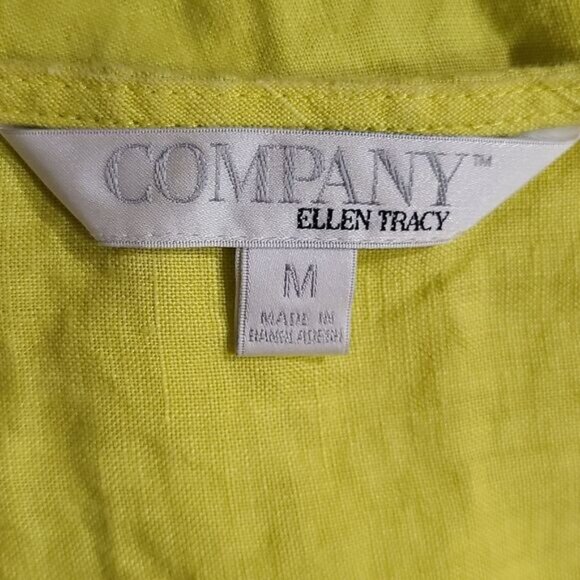 Ellen Tracy Company Linen Zip-Front Roll Tab Sleeve Top – Limeade – Size M - Picture 3 of 5